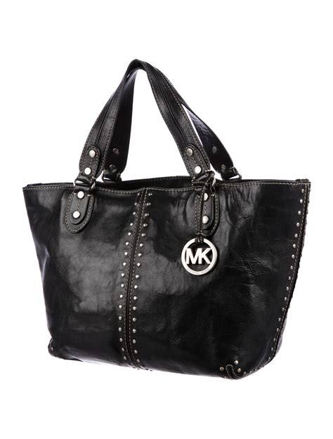 michael kors off white leather handbag|Michael Kors black studded bag.